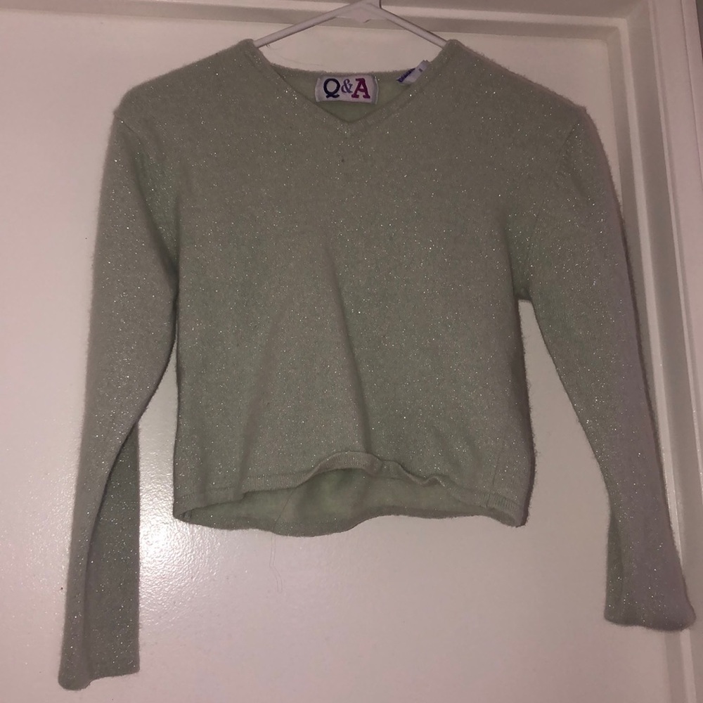 Q&A green glittery long-sleeves